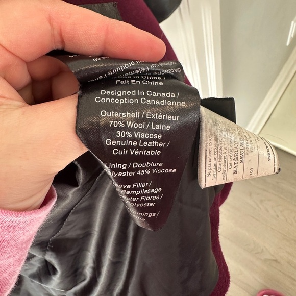 Danier Wool Leather Maroon Black Trench Coat Size 3XS Women’s - Picture 14 of 14